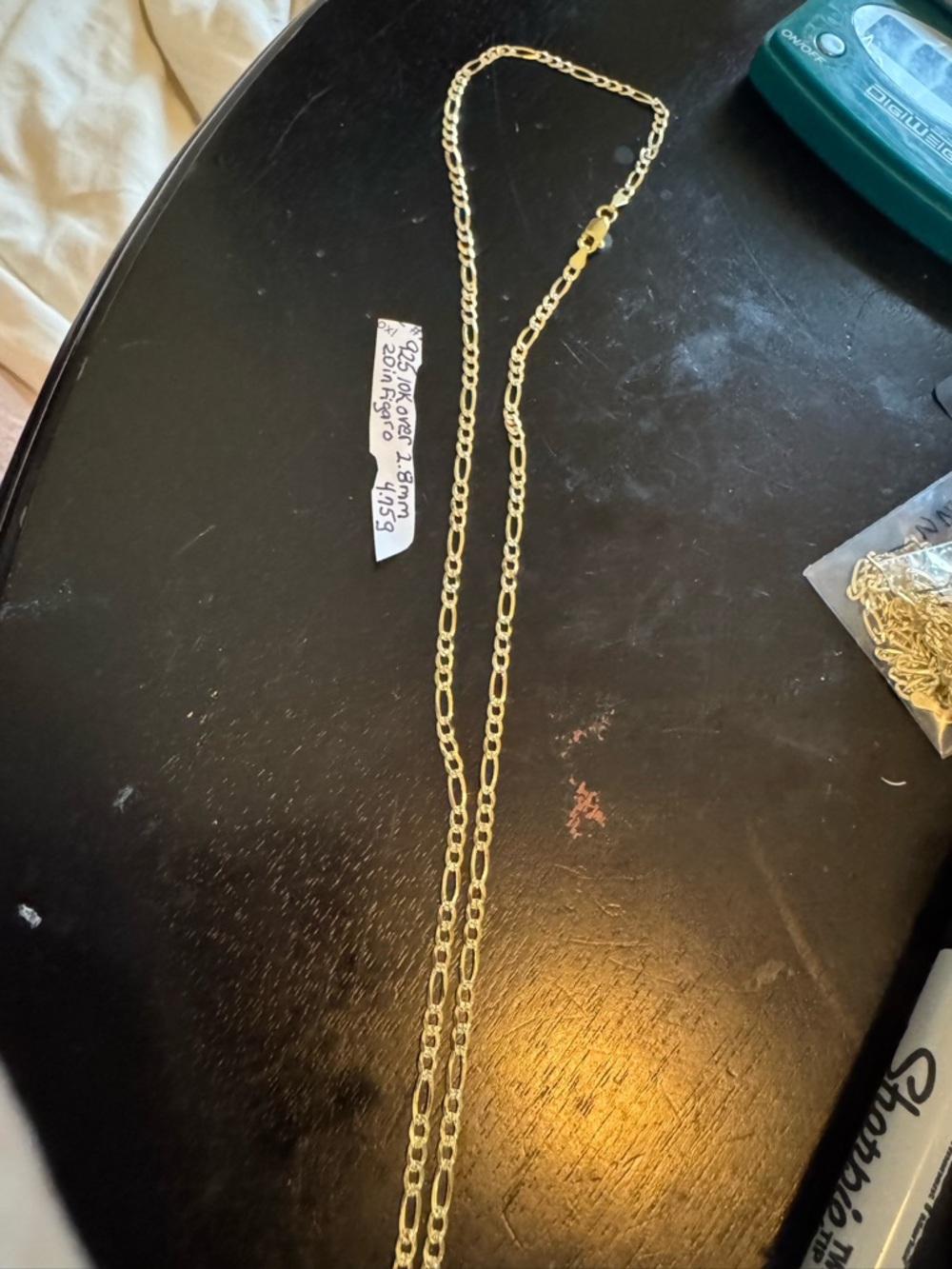 925 Italian sterling silver 10k Gold over Figaro Chain Necklace -20 inches
